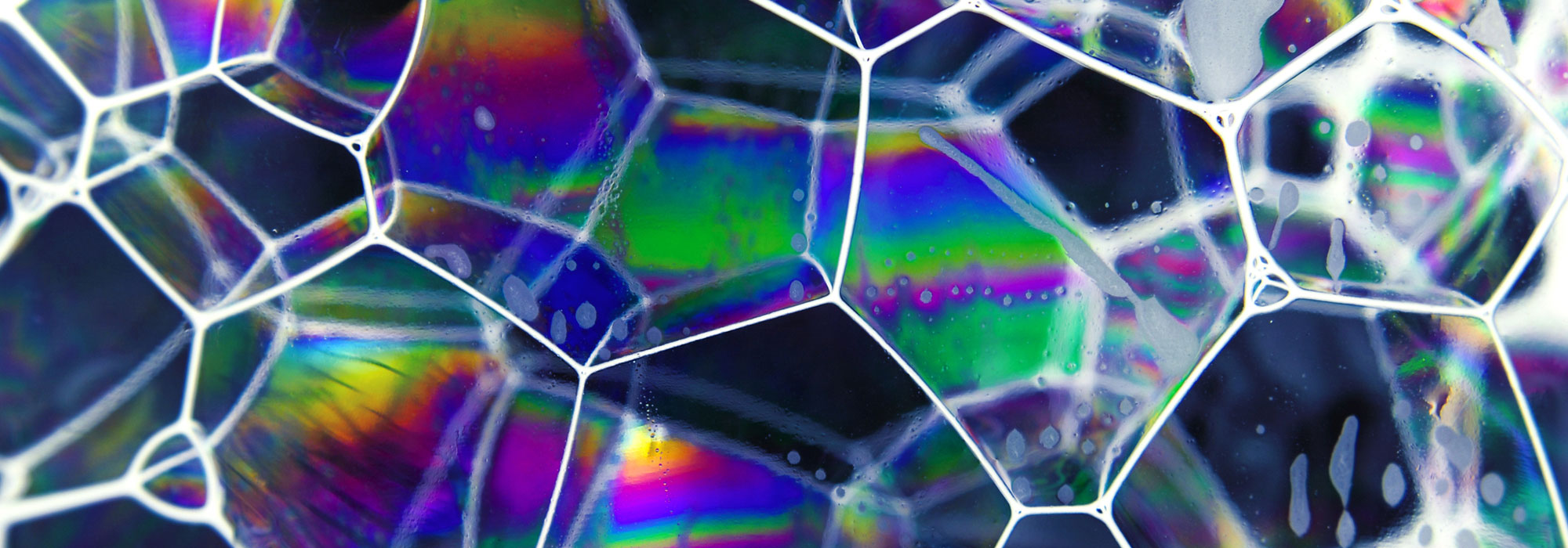 close up of soap film bubbles